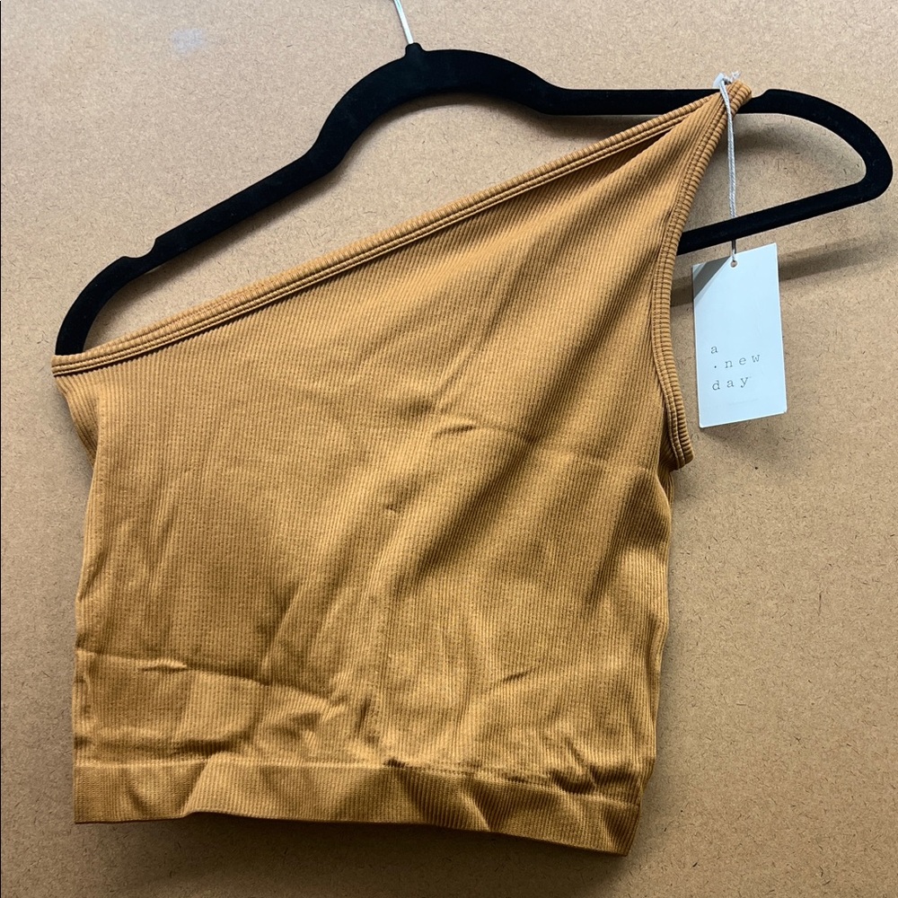 a new day Ribbed One-Shoulder Top in Brown